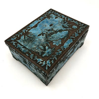 Chinese Blue Enamel on Bronze Cigarette and Match Box Set