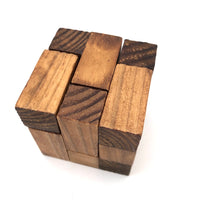 Lovely Mid-Century Puzzle Cube In Blonde Box with Peephole