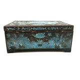 Chinese Blue Enamel on Bronze Cigarette and Match Box Set