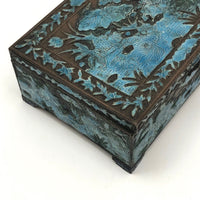 Chinese Blue Enamel on Bronze Cigarette and Match Box Set
