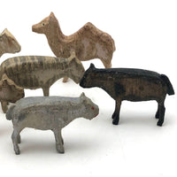 Gang of Eight Old German Erzgebirge Wooden Animals