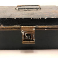 Asian-themed Tole Painted Antique Tin Spice Box with Six Canisters