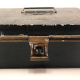 Asian-themed Tole Painted Antique Tin Spice Box with Six Canisters
