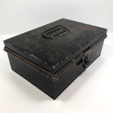 Asian-themed Tole Painted Antique Tin Spice Box with Six Canisters