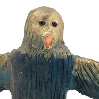 Soulful Gold and Blue Painted Hand-sculpted Clay Eagle!