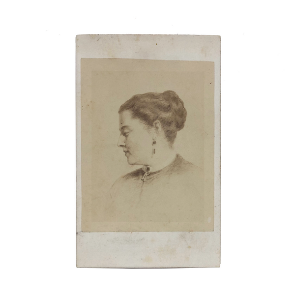 Antique (c. 1860s-70s) Carte de Visite of Hand-drawn Portrait