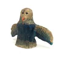 Soulful Gold and Blue Painted Hand-sculpted Clay Eagle!