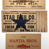 Set of Three Old Fishmonger Delivery Slips with Great Graphics