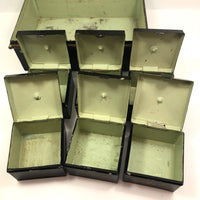 Asian-themed Tole Painted Antique Tin Spice Box with Six Canisters