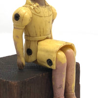 Weird, Wonderful Renwal 1940s Yellow Jointed Dollhouse Girl