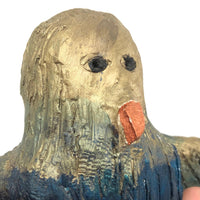 Soulful Gold and Blue Painted Hand-sculpted Clay Eagle!