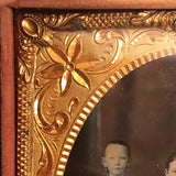 Striking Victorian Tintype of Three Sisters in Original Case with Pinned Hair Wreaths