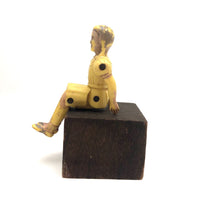 Weird, Wonderful Renwal 1940s Yellow Jointed Dollhouse Girl