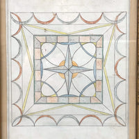 Antique American Geometric Ink and Crayon Drawing Signed W.H. Voorhees