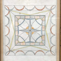 Antique American Geometric Ink and Crayon Drawing Signed W.H. Voorhees