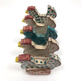 Handmade Ceramic Letter Holder with Rooster Cutouts