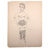 Helen Wagner Malta 1930s Drawing of Tattooed Woman with Eyes All Over!