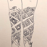 Helen Wagner Malta 1930s Drawing of Tattooed Woman with Eyes All Over!