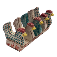Handmade Ceramic Letter Holder with Rooster Cutouts
