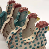 Handmade Ceramic Letter Holder with Rooster Cutouts