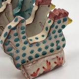 Handmade Ceramic Letter Holder with Rooster Cutouts