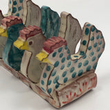Handmade Ceramic Letter Holder with Rooster Cutouts