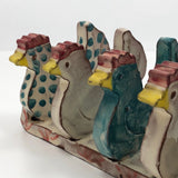 Handmade Ceramic Letter Holder with Rooster Cutouts