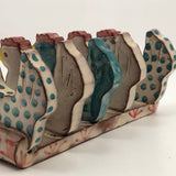 Handmade Ceramic Letter Holder with Rooster Cutouts