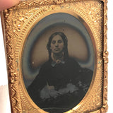 Ninth Plate Ambrotype Portrait of Woman with Braids and Aura!