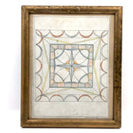 Antique American Geometric Ink and Crayon Drawing Signed W.H. Voorhees