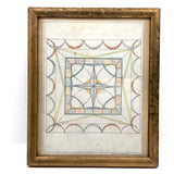 Antique American Geometric Ink and Crayon Drawing Signed W.H. Voorhees