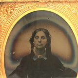 Ninth Plate Ambrotype Portrait of Woman with Braids and Aura!