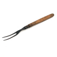 Old Hand-forged Meat Fork with Eponymously Carved Wooden Handle