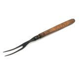 Old Hand-forged Meat Fork with Eponymously Carved Wooden Handle