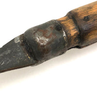 Old Hand-forged Meat Fork with Eponymously Carved Wooden Handle