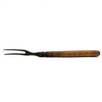 Old Hand-forged Meat Fork with Eponymously Carved Wooden Handle