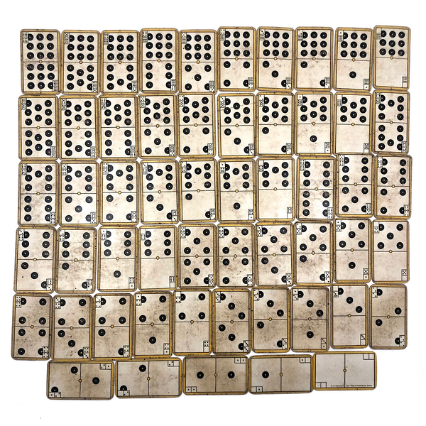 Charles Goodall London Well Worn Antique Double Nine Playing Card Dominoes