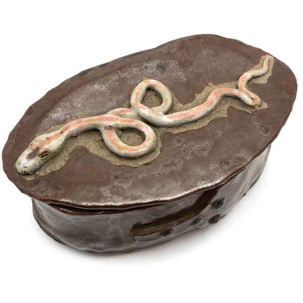 Fabulous Lidded Pottery Snake Box