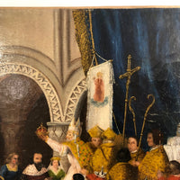 Exquisite 1854 Oil on (Relined) Canvas History Painting of King's Coronation, A. Moreaux