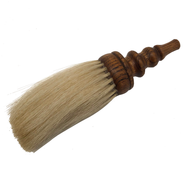 Antique Horsehair Barber's Brush with Turned Wood Handle
