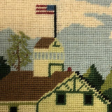 Farmhouse with Lighthouse and Train Station Vintage Needlepoint