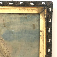 Antique Folk Art Watercolor and Silk Embroidery on Silk Mourning Picture
