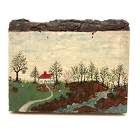 Little House on Stream, 1942 Signed Folk Art Painting, Manchester NH