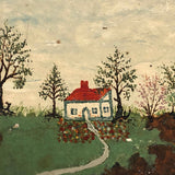 Little House on Stream, 1942 Signed Folk Art Painting, Manchester NH