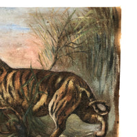 Ferocious Tiger in the Wild! Antique Painting on Thick Canvas