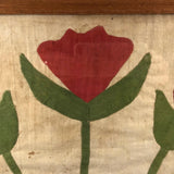 Emma Merkesell’s Large Hand Appliquéd Tulips Linen Quilt Square, Signed, 19th c.