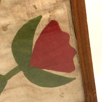 Emma Merkesell’s Large Hand Appliquéd Tulips Linen Quilt Square, Signed, 19th c.
