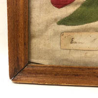 Emma Merkesell’s Large Hand Appliquéd Tulips Linen Quilt Square, Signed, 19th c.