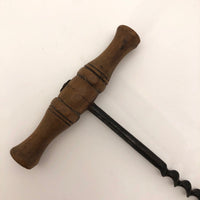 Antique Corkscrew With Turned Wood Handle