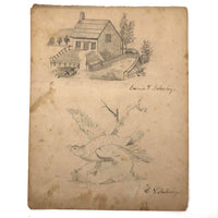 Emma Ackerley 1870 Loose Sketchbook Pages + Cover